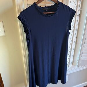 Navy Dress with Ruffle Trim